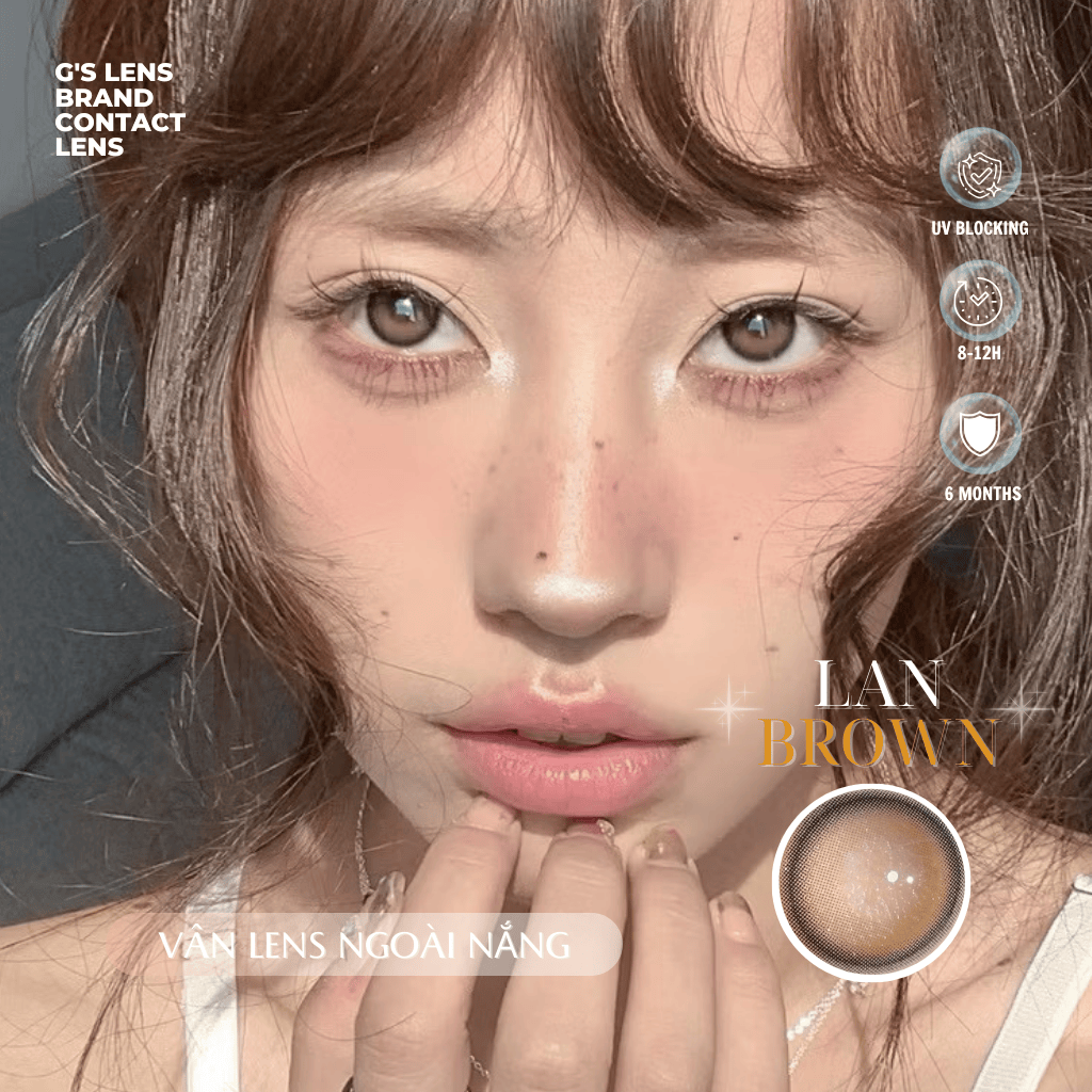 Kính áp tròng 6 tháng LAN BROWN màu nâu trơn tự nhiên giãn tròng nhỏ GTRENDY - MCK1