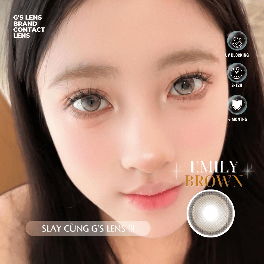 Kính áp tròng 6 tháng EMILY BROWN màu nâu trà tự nhiên giãn tròng vừa GTRENDY - MC38