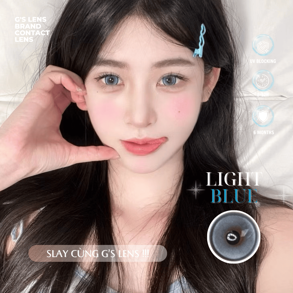Kính áp tròng 6 tháng LIGHT BLUE màu xanh dương sáng tây giãn tròng nhỏ GTRENDY - MC38