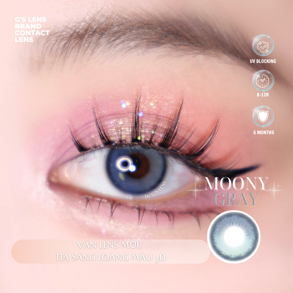 Kính áp tròng 6 tháng MOONY GRAY màu xám xanh sáng tây giãn tròng nhỏ GTRENDY - MC38