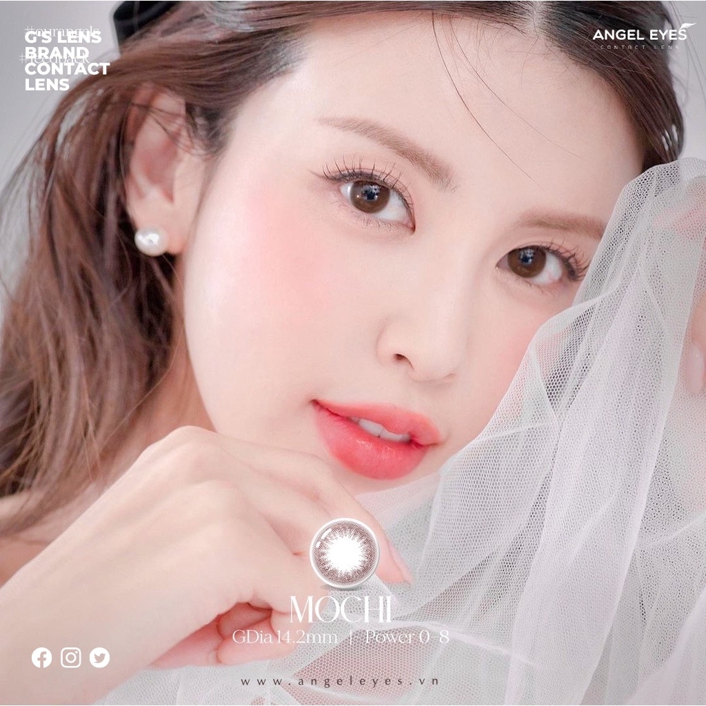 Lens mắt nâu choco Mochi Size S 14.2mm Có 0 Đến 8 Độ Lệch Độ dành cho mắt nhạy cảm Angle Eyes - G'S LENS