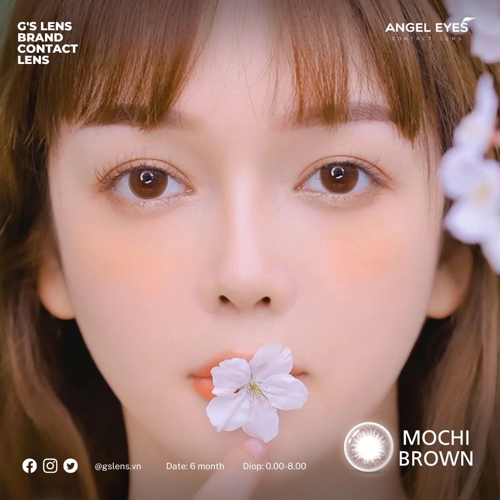 Lens mắt nâu choco Mochi Size S 14.2mm Có 0 Đến 8 Độ Lệch Độ dành cho mắt nhạy cảm Angle Eyes - G'S LENS