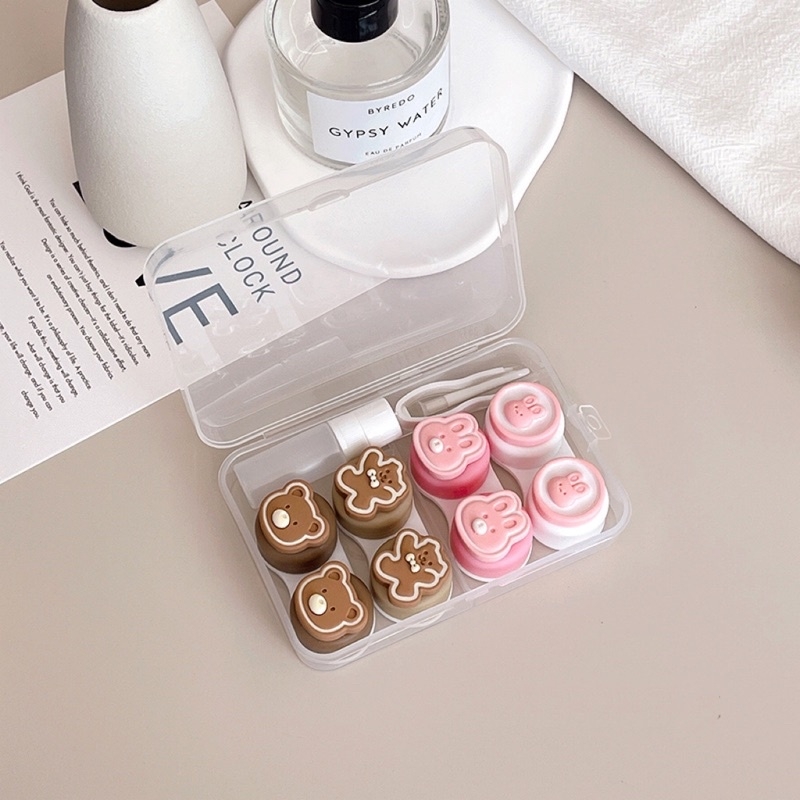 Khay 4 Cặp 3D Nổi Siêu Cute Cao Cấp- Case Hộp Đựng Lens