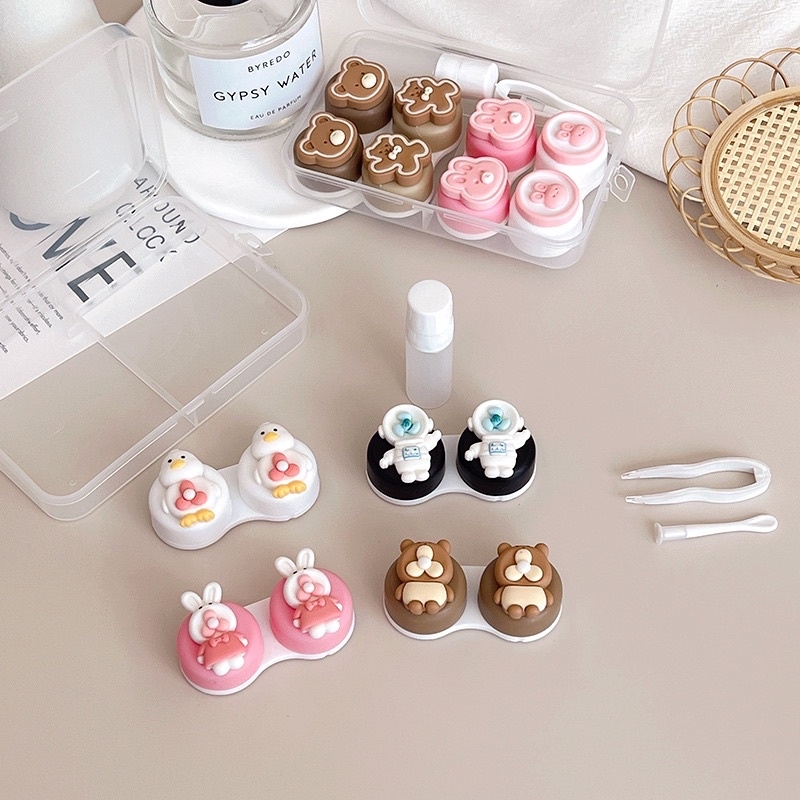 Khay 4 Cặp 3D Nổi Siêu Cute Cao Cấp- Case Hộp Đựng Lens