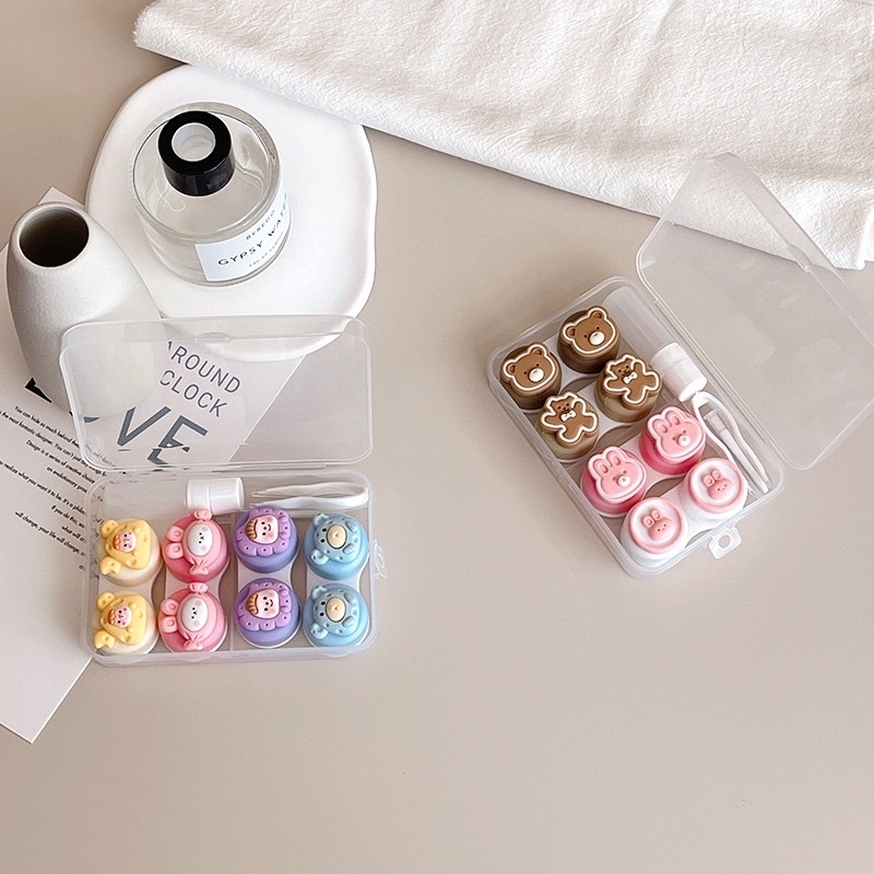 Khay 4 Cặp 3D Nổi Siêu Cute Cao Cấp- Case Hộp Đựng Lens