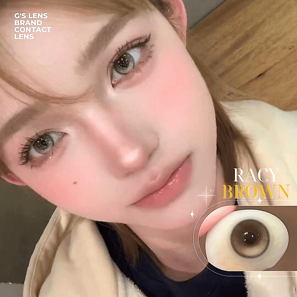 Kính áp tròng 6 tháng RACY BROWN màu nâu sáng tây giãn tròng nhỏ GTRENDY - MC38
