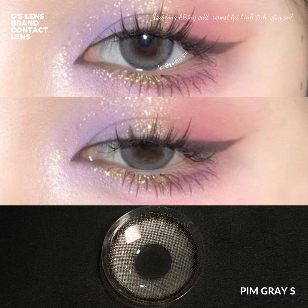 Lens Mắt Kính Áp Tròng Xám Tây Vân Giãn Ít Size S 14.2mm PIM GRAY Có Từ 0 Đến 7 Độ Lệch Độ GSLENS