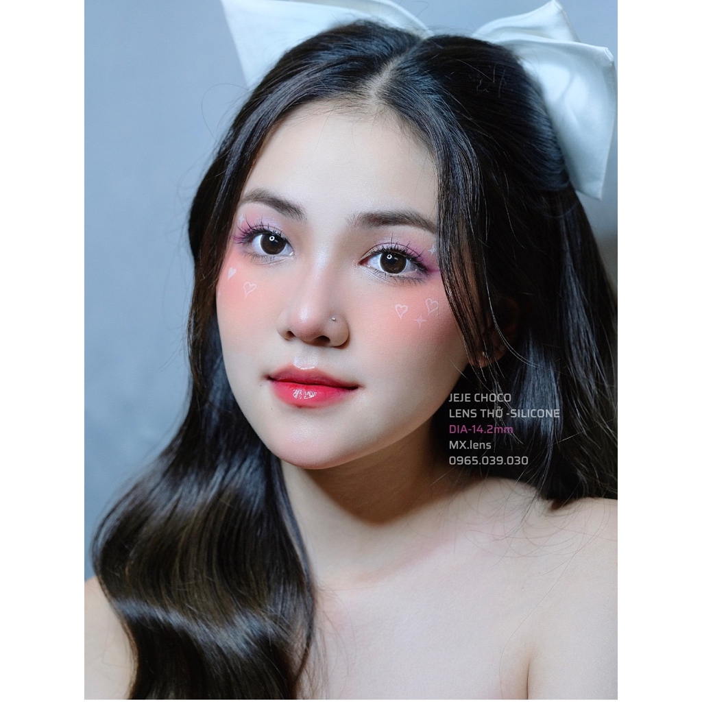 Lens mắt nâu tối JEJE CHOCO giãn ít size s có 0-8 độ lệch độ dành cho mắt nhạy cảm G'S LENS SILICONE HYDROGEL