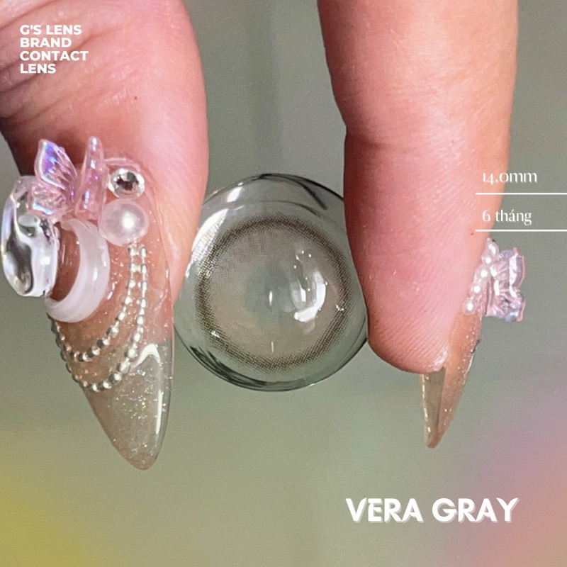 Lens Mắt Kính Áp Tròng Xám Tây Vân Xước VERA GRAY Không Giãn Có Từ 0 Đến 6 Độ Lệch Độ Size XS 14mm - GSLENS
