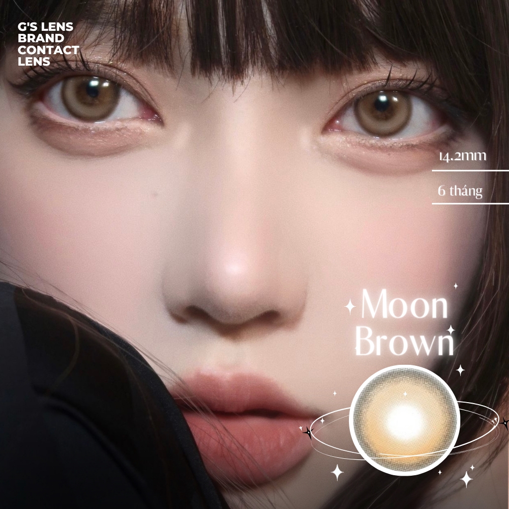 Kính áp tròng 6 tháng MOON BROWN màu nâu sáng tây giãn tròng vừa GTRENDY - MC38