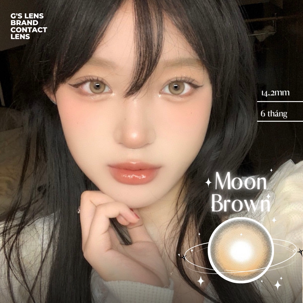 Kính áp tròng 6 tháng MOON BROWN màu nâu sáng tây giãn tròng vừa GTRENDY - MC38