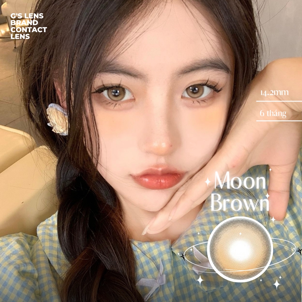 Kính áp tròng 6 tháng MOON BROWN màu nâu sáng tây giãn tròng vừa GTRENDY - MC38