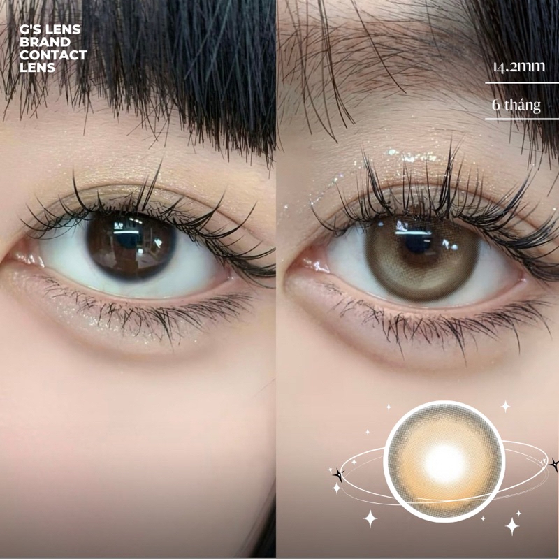 Kính áp tròng 6 tháng MOON BROWN màu nâu sáng tây giãn tròng vừa GTRENDY - MC38