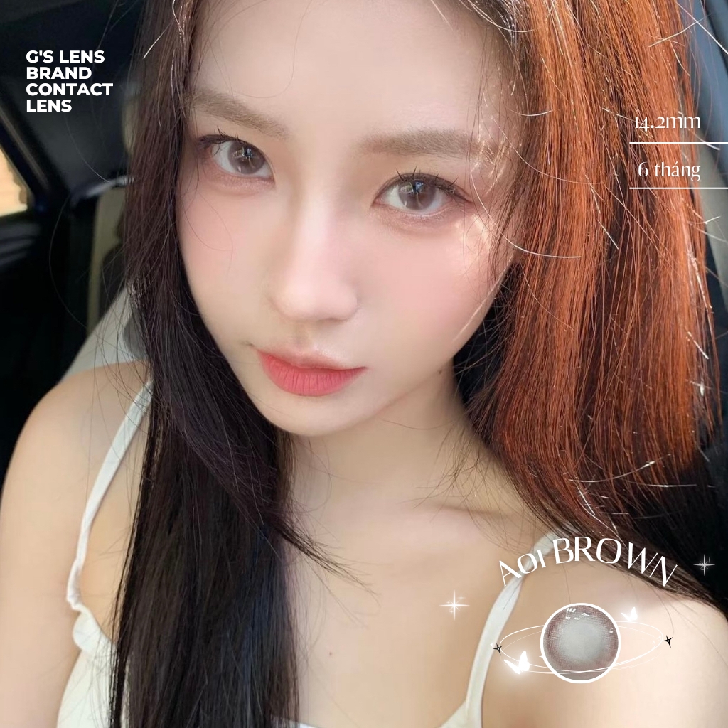 Kính áp tròng 6 tháng A01 BROWN màu nâu tự nhiên giãn tròng nhỏ GTRENDY - lens trung
