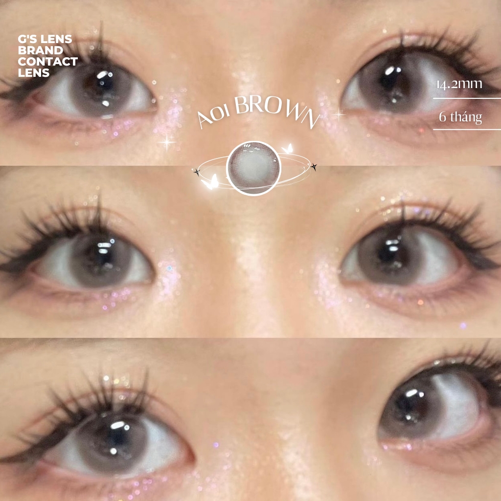 Kính áp tròng 6 tháng A01 BROWN màu nâu tự nhiên giãn tròng nhỏ GTRENDY - lens trung