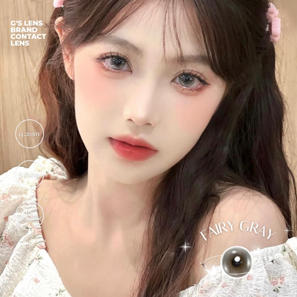 Kính áp tròng 6 tháng FAIRY GRAY màu xám ngọc sáng tây giãn tròng vừa GTRENDY - MC38