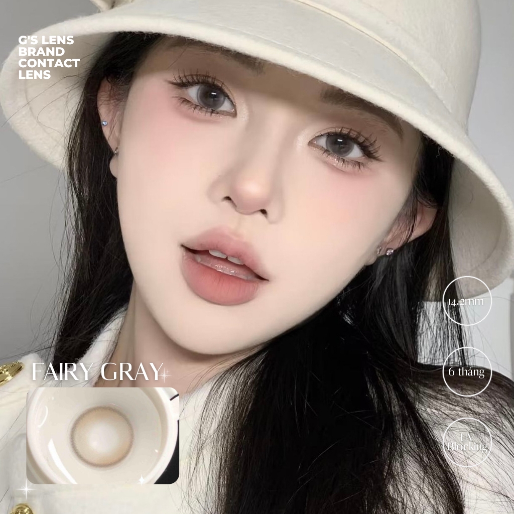 Kính áp tròng 6 tháng FAIRY GRAY màu xám ngọc sáng tây giãn tròng vừa GTRENDY - MC38