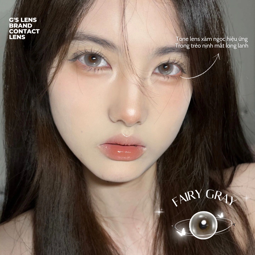 Kính áp tròng 6 tháng FAIRY GRAY màu xám ngọc sáng tây giãn tròng vừa GTRENDY - MC38