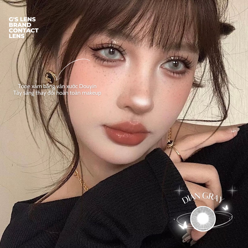 Kính áp tròng 6 tháng DIAN GRAY màu xám sáng tây giãn tròng nhỏ GTRENDY - MC38