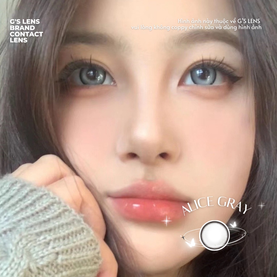 Kính áp tròng 6 tháng ALICE GRAY màu xám sáng tây giãn tròng vừa GTRENDY - MC38