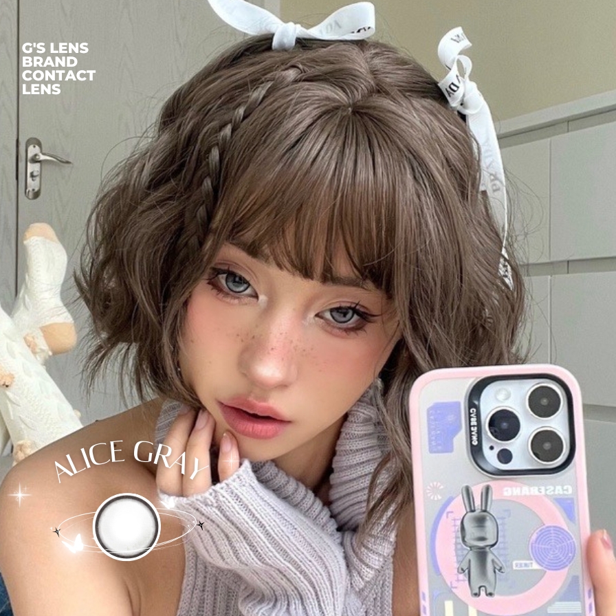 Kính áp tròng 6 tháng ALICE GRAY màu xám sáng tây giãn tròng vừa GTRENDY - MC38