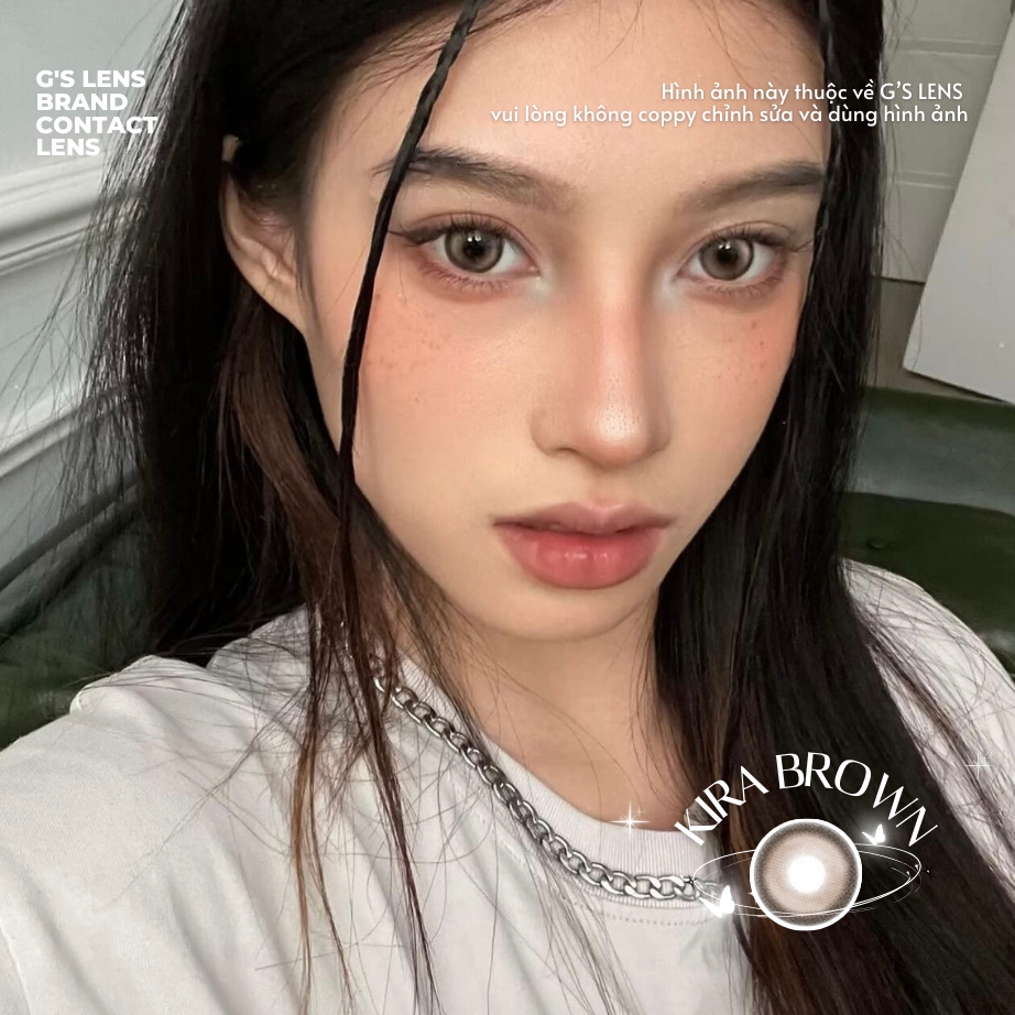 Kính áp tròng 6 tháng KIRA BROWN màu nâu tự nhiên giãn tròng vừa GTRENDY - AL Color 38