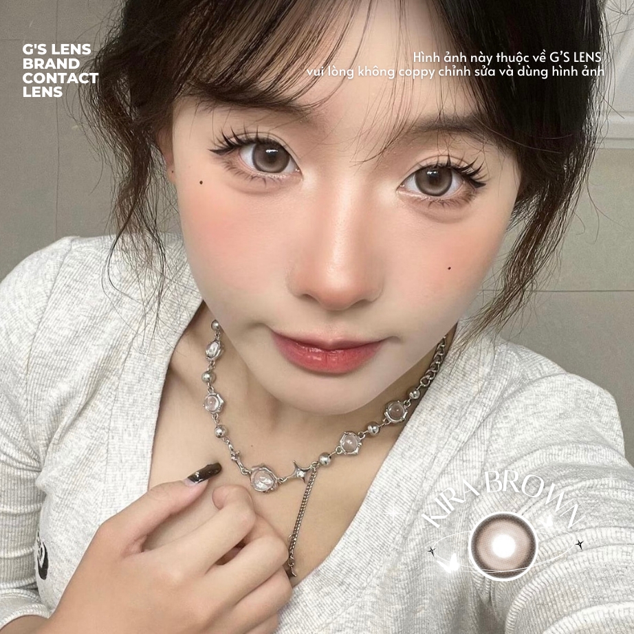 Kính áp tròng 6 tháng KIRA BROWN màu nâu tự nhiên giãn tròng vừa GTRENDY - AL Color 38
