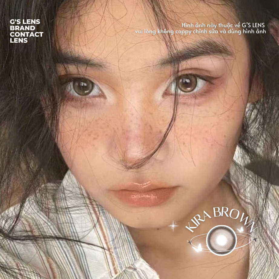 Kính áp tròng 6 tháng KIRA BROWN màu nâu tự nhiên giãn tròng vừa GTRENDY - AL Color 38