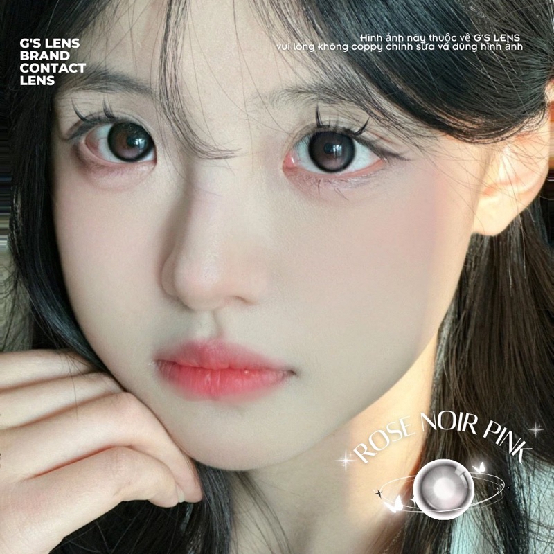 Kính áp tròng 6 tháng ROSE NOIR PINK màu hồng đen sáng tây giãn tròng nhỏ GTRENDY - MCK1