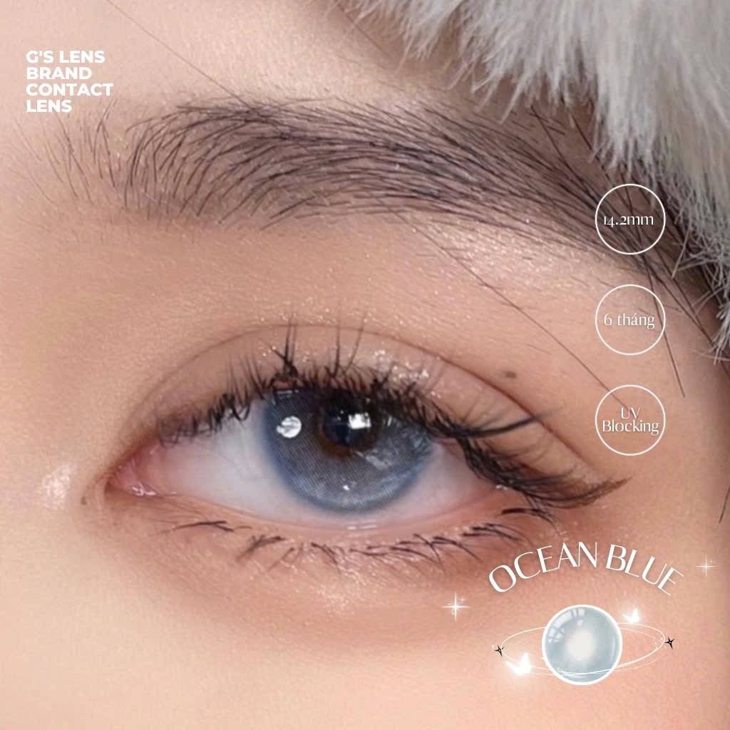 Kính áp tròng 6 tháng OCEAN BLUE màu xanh sáng tây giãn tròng nhỏ GTRENDY - MCK1