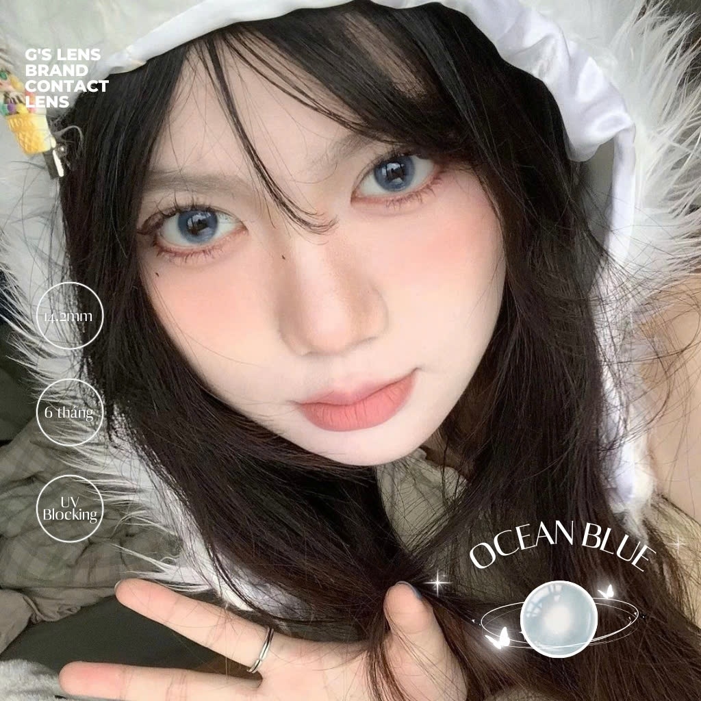 Kính áp tròng 6 tháng OCEAN BLUE màu xanh sáng tây giãn tròng nhỏ GTRENDY - MCK1