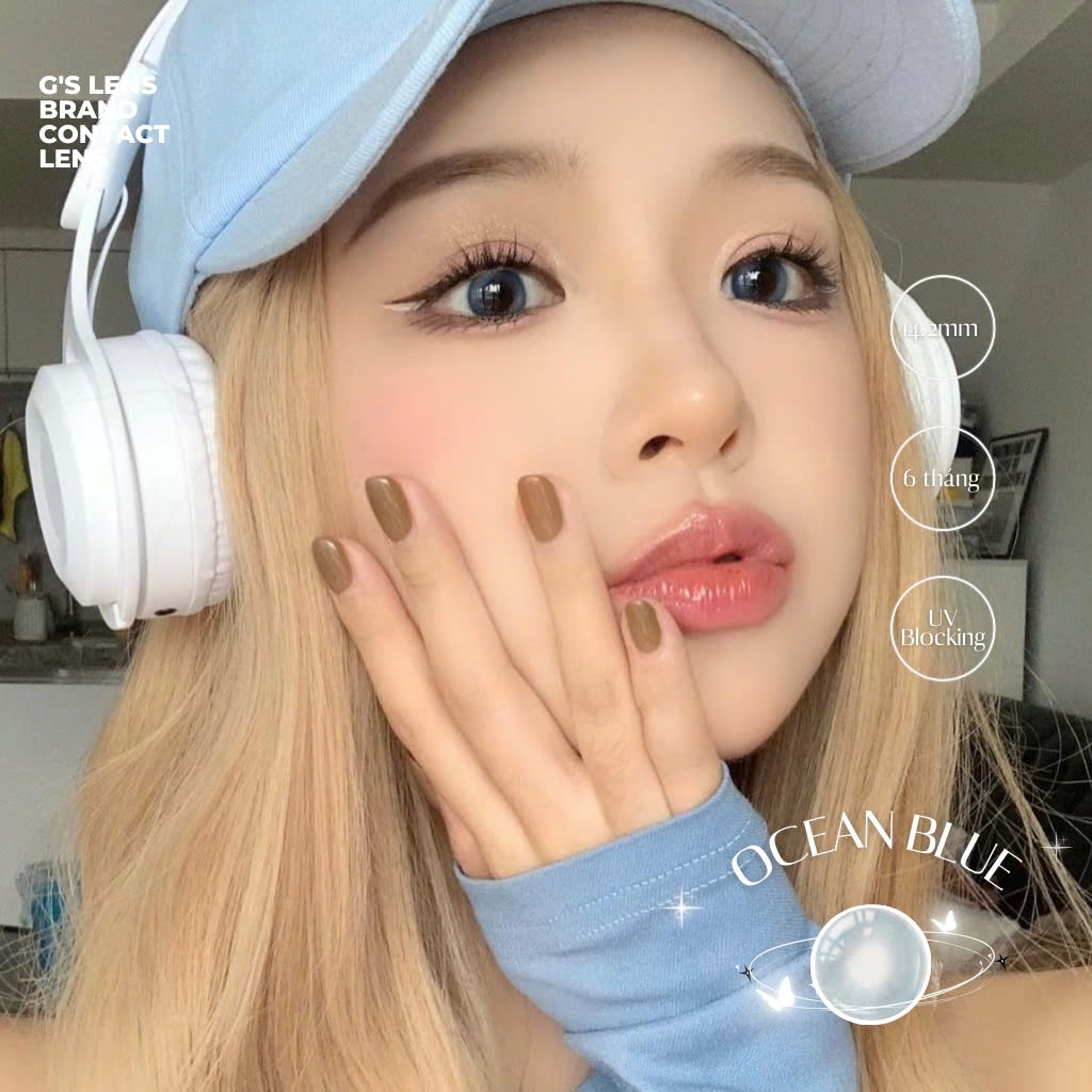 Kính áp tròng 6 tháng OCEAN BLUE màu xanh sáng tây giãn tròng nhỏ GTRENDY - MCK1