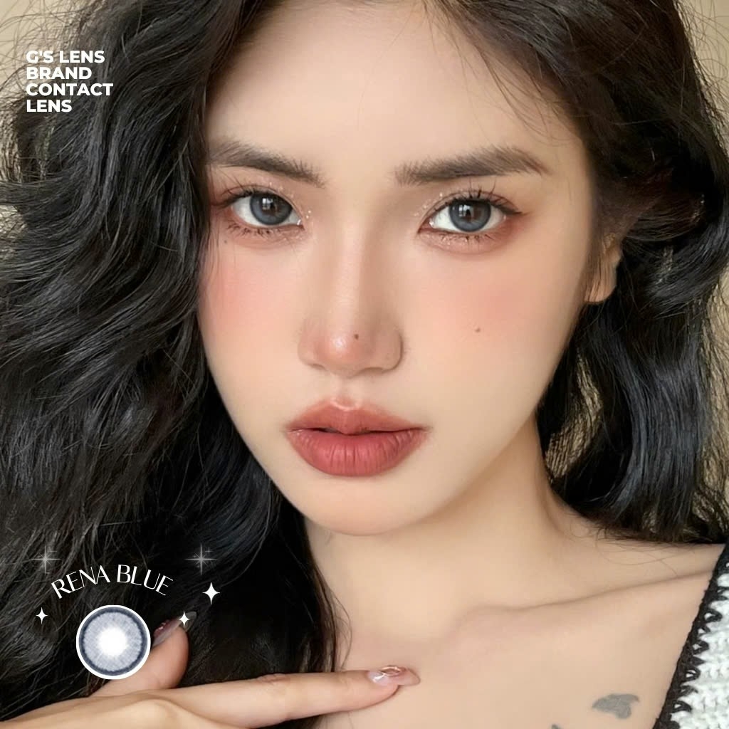 Kính áp tròng 6 tháng RENA BLUE màu xanh tự nhiên giãn tròng nhỏ GTRENDY - MC38