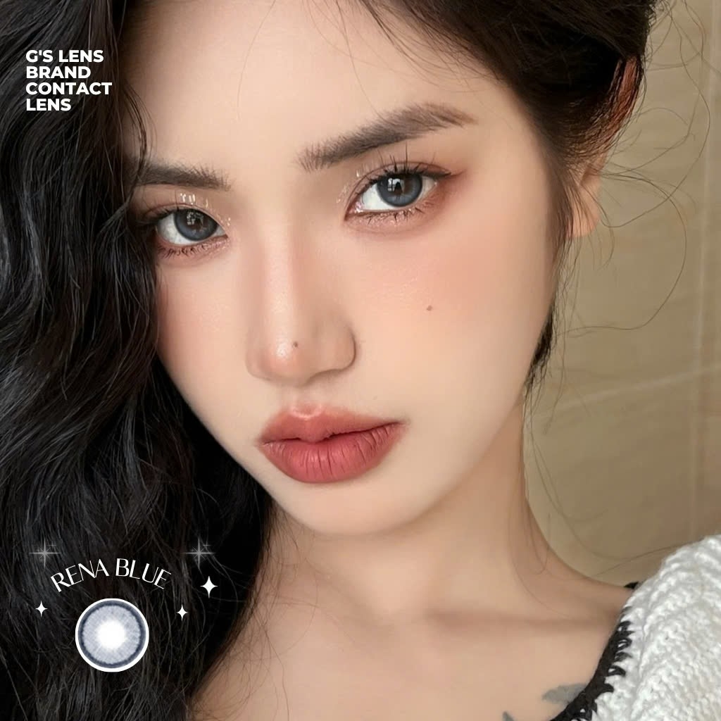 Kính áp tròng 6 tháng RENA BLUE màu xanh tự nhiên giãn tròng nhỏ GTRENDY - MC38