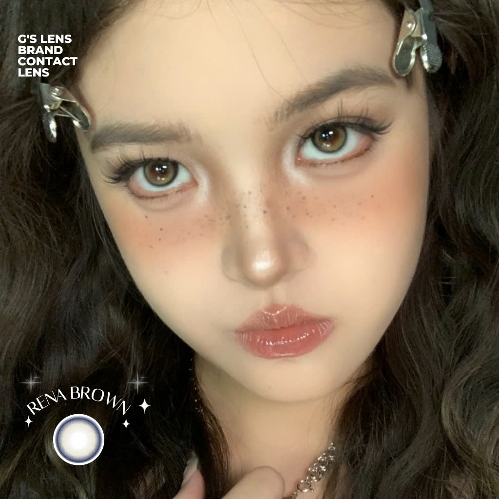 Kính áp tròng 6 tháng RENA BROWN màu nâu xanh tự nhiên giãn tròng nhỏ GTRENDY - MC38