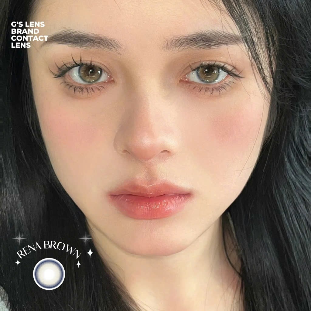 Kính áp tròng 6 tháng RENA BROWN màu nâu xanh tự nhiên giãn tròng nhỏ GTRENDY - MC38
