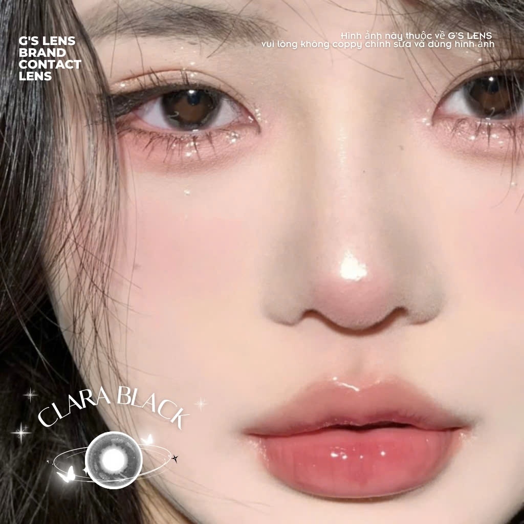 Kính áp tròng 6 tháng CLARA BLACK màu đen xám sáng tây giãn tròng nhẹ GTRENDY - MC38