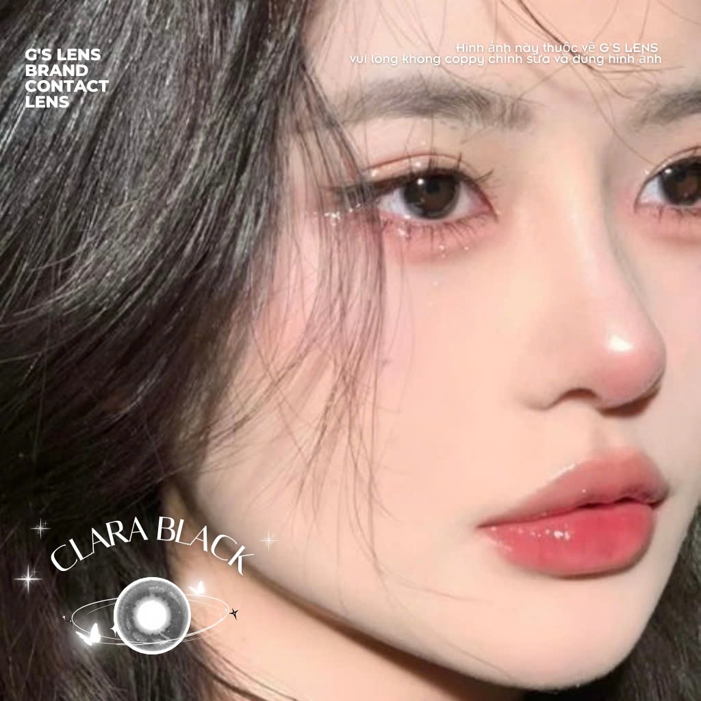 Kính áp tròng 6 tháng CLARA BLACK màu đen xám sáng tây giãn tròng nhẹ GTRENDY - MC38