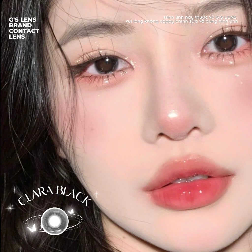 Kính áp tròng 6 tháng CLARA BLACK màu đen xám sáng tây giãn tròng nhẹ GTRENDY - MC38