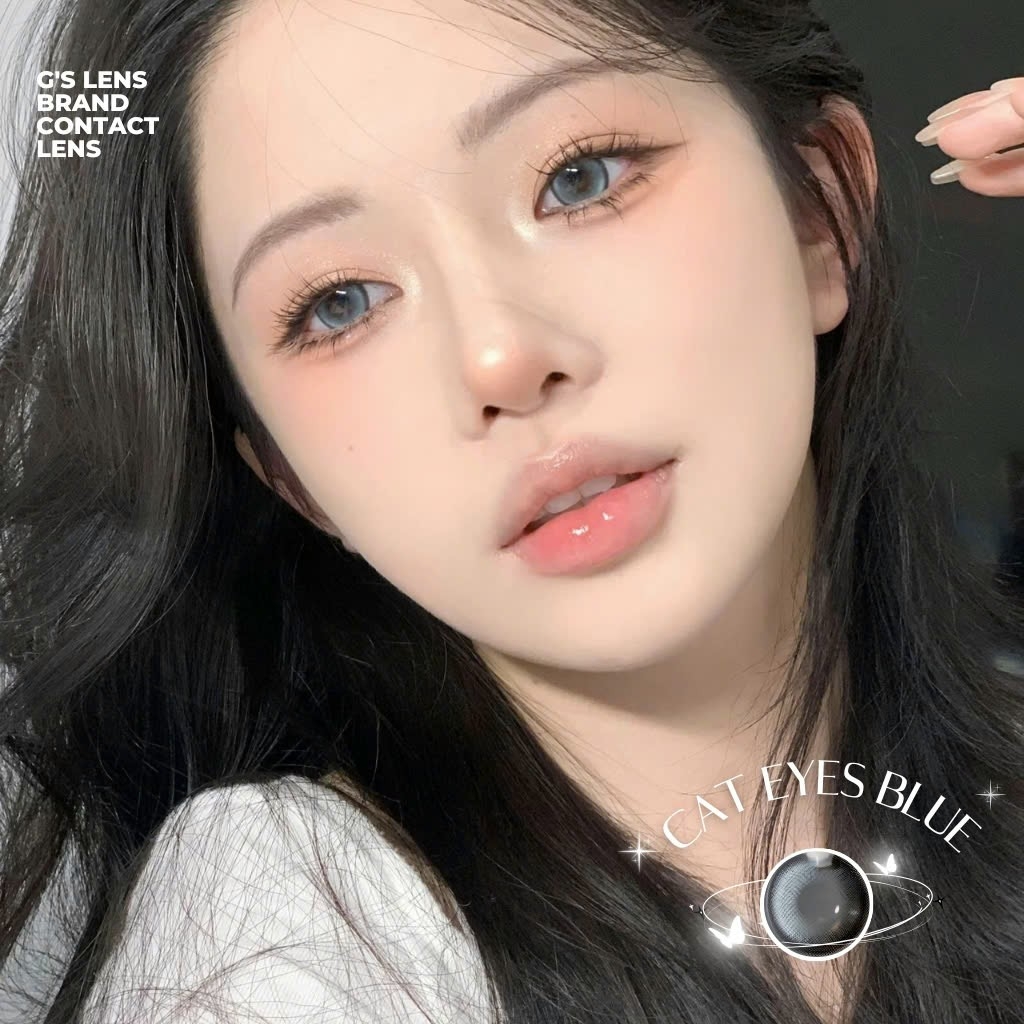 Kính áp tròng 6 tháng CAT EYES BLUE màu xanh dương sáng tây giãn tròng nhỏ GTRENDY - MC38