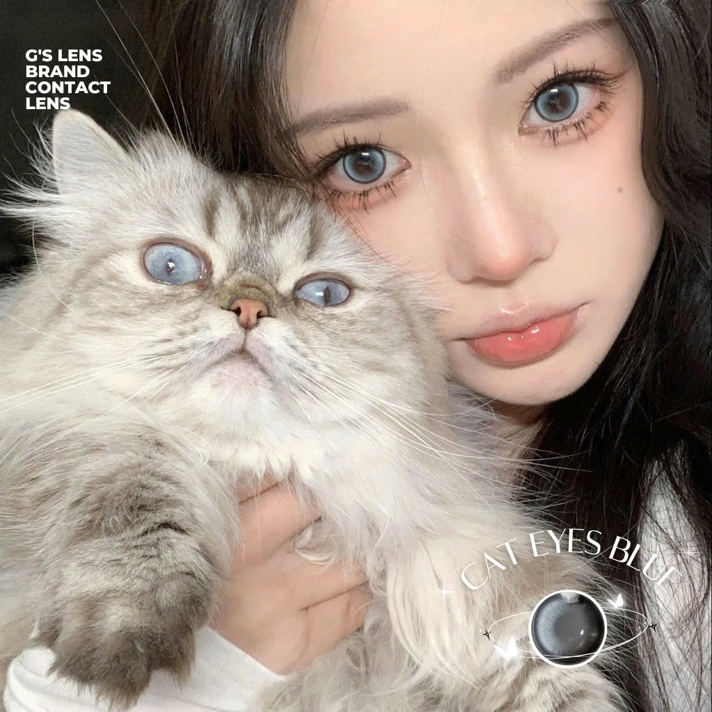 Kính áp tròng 6 tháng CAT EYES BLUE màu xanh dương sáng tây giãn tròng nhỏ GTRENDY - MC38