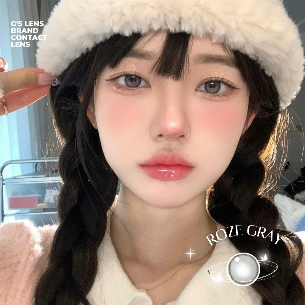 Kính áp tròng 6 tháng ROZE GRAY màu xám tự nhiên giãn tròng nhỏ GTRENDY - MC38