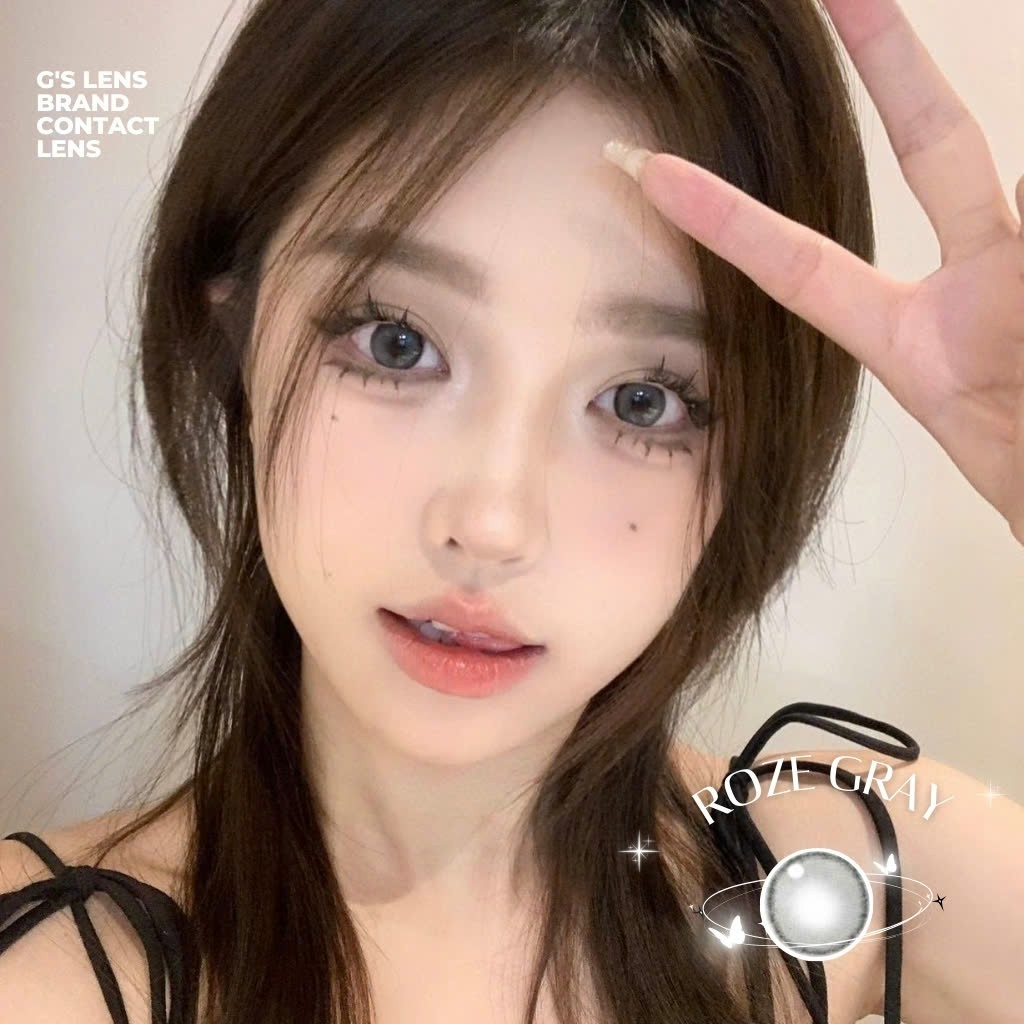 Kính áp tròng 6 tháng ROZE GRAY màu xám tự nhiên giãn tròng nhỏ GTRENDY - MC38