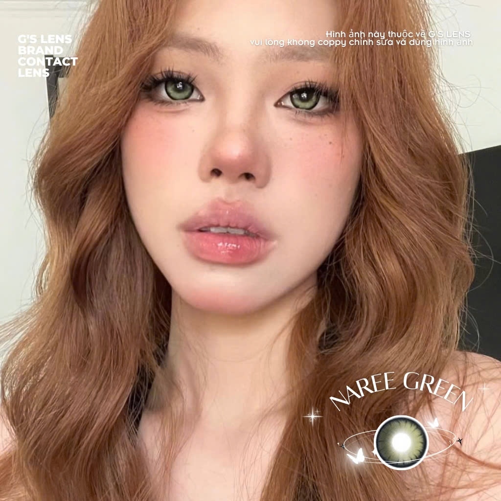 Kính áp tròng 6 tháng NAREE GREEN màu xanh lá sáng tây giãn tròng vừa GTRENDY - Realcon Color 38