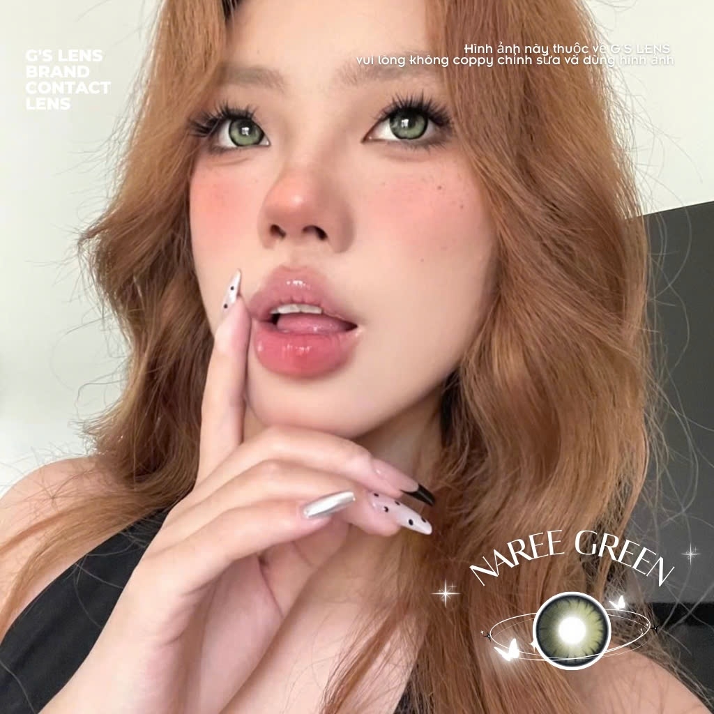Kính áp tròng 6 tháng NAREE GREEN màu xanh lá sáng tây giãn tròng vừa GTRENDY - Realcon Color 38