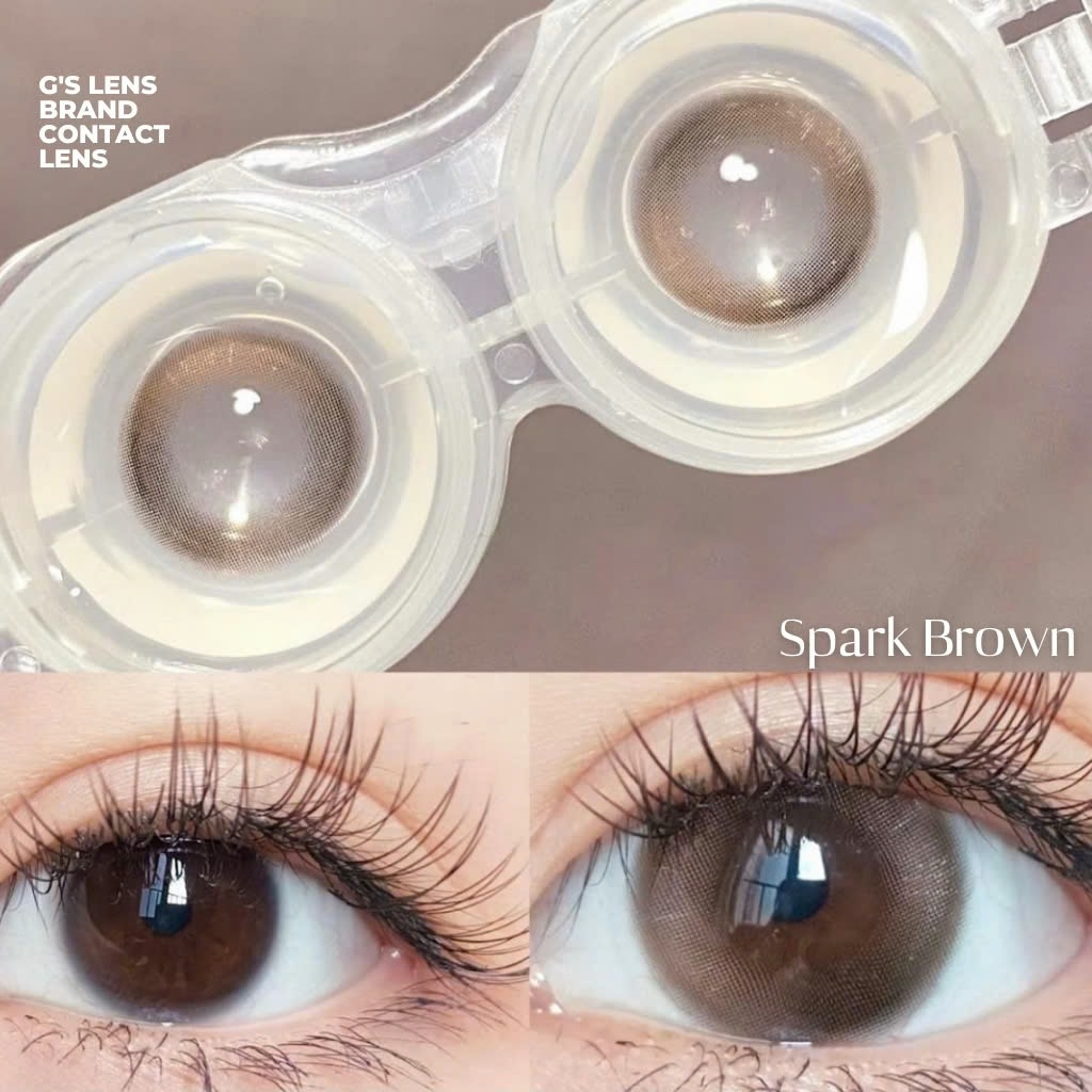 Kính áp tròng 6 tháng SPARK BROWN màu nâu sáng tây giãn tròng nhỏ GTRENDY - MC38