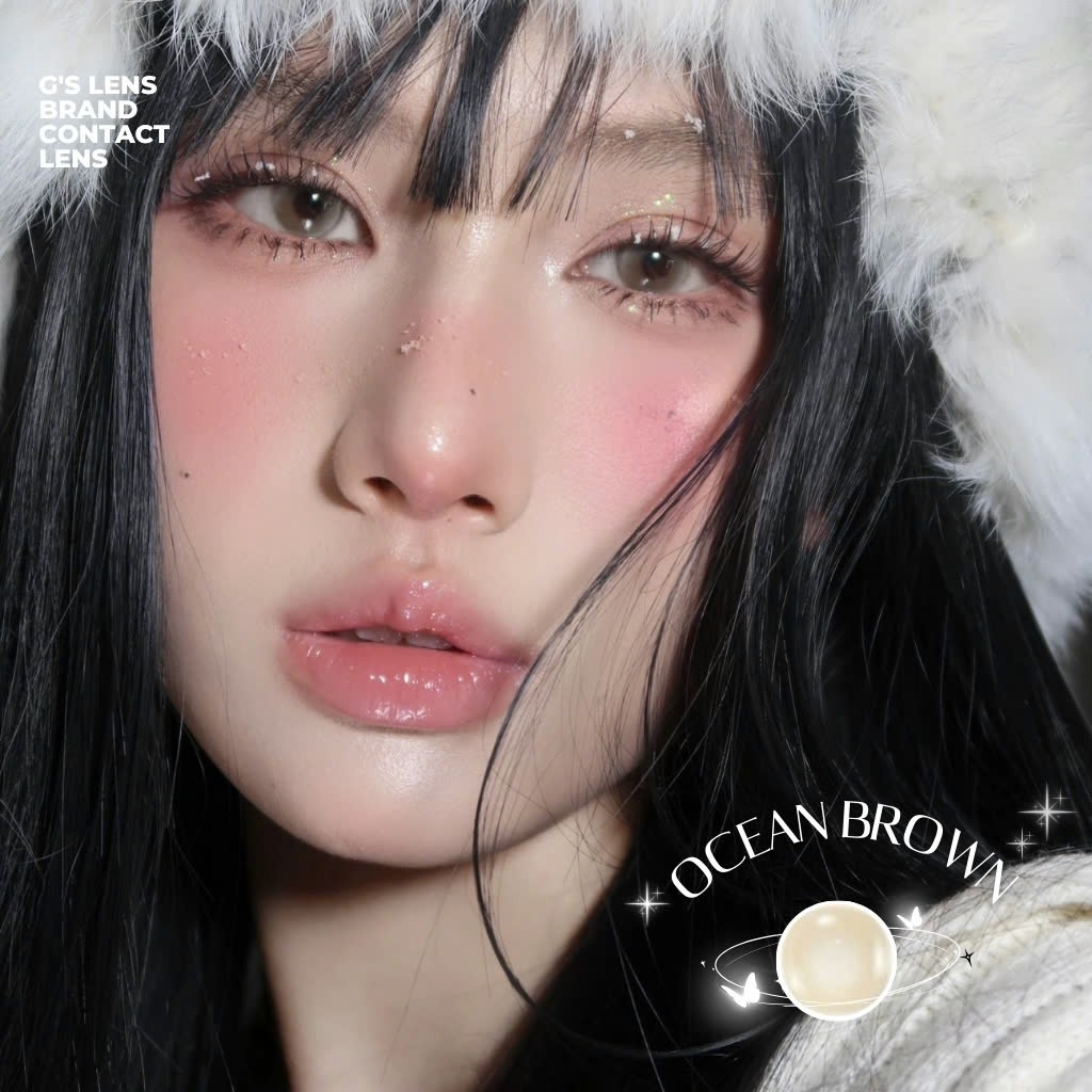 Kính áp tròng 6 tháng OCEAN BROWN màu nâu sáng tây giãn tròng nhỏ GTRENDY - MCK1