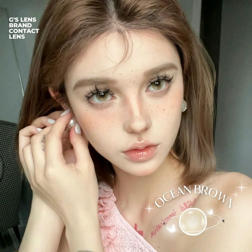 Kính áp tròng 6 tháng OCEAN BROWN màu nâu sáng tây giãn tròng nhỏ GTRENDY - MCK1