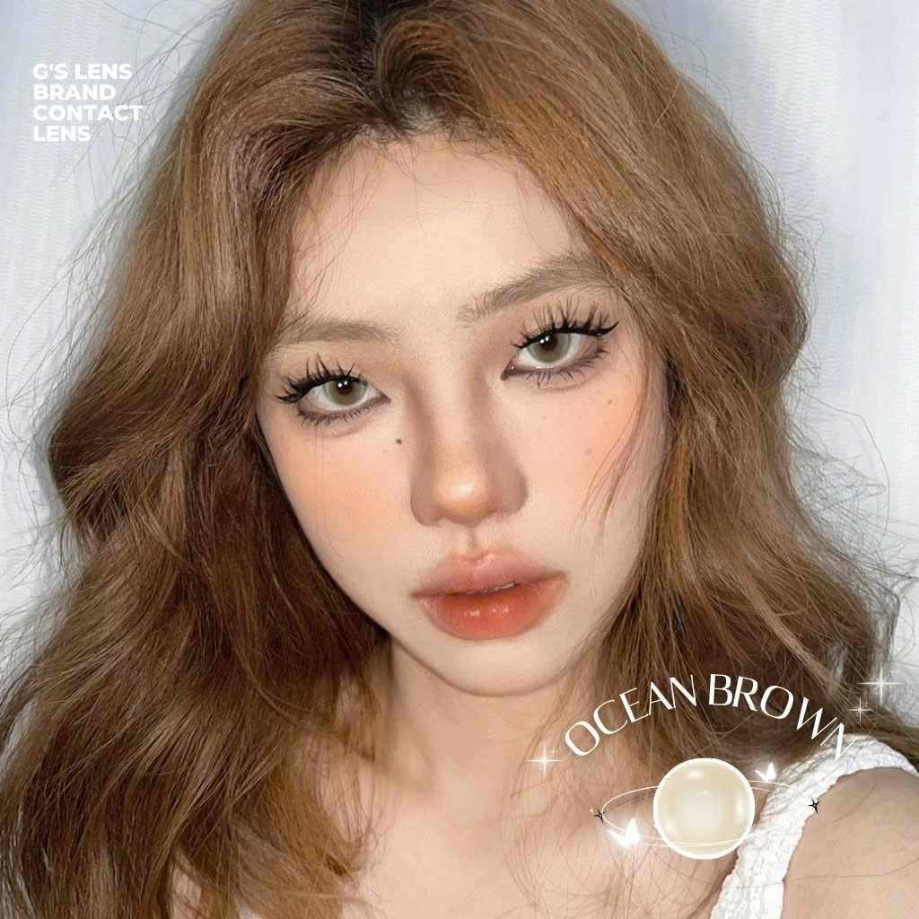 Kính áp tròng 6 tháng OCEAN BROWN màu nâu sáng tây giãn tròng nhỏ GTRENDY - MCK1