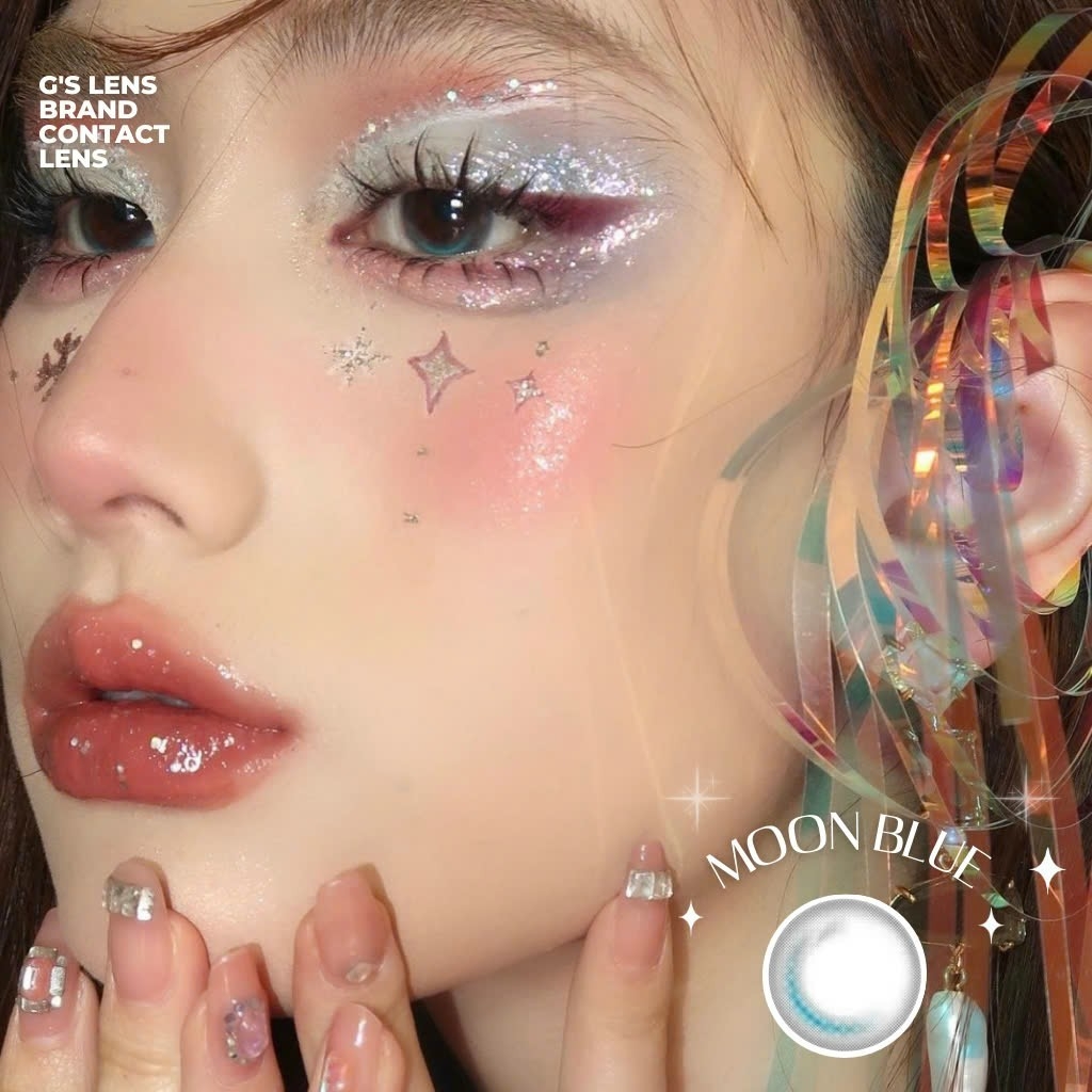 Kính áp tròng 6 tháng MOON BLUE màu xanh dương sáng tây không giãn tròng GTRENDY - MC38